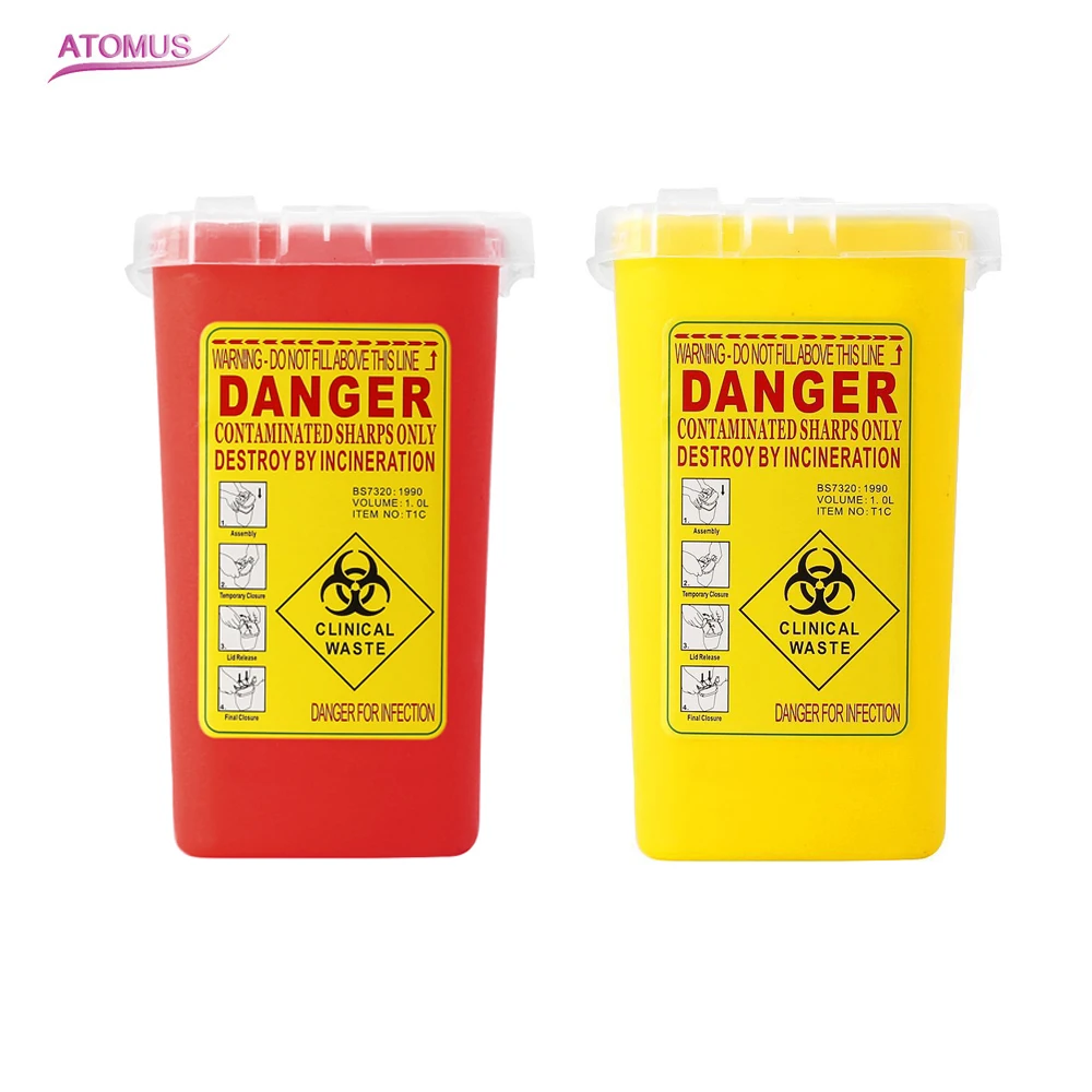 

ATOMUS 1pc Tattoo Sharps Container Danger Biohazard Gathering Barrel Supplies Garbage Mini Trash Can For Needles Garbage Tools