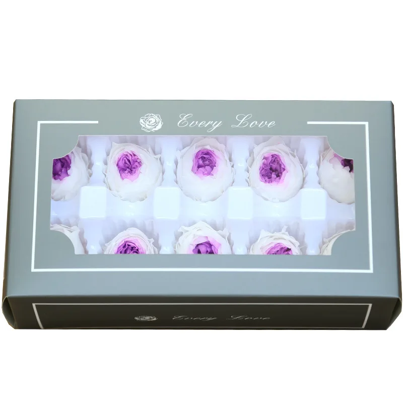 White Purple 10 шт./кор. вечный цветок 3-4 см является допустимой Роза Остина цветок Класс A "Законсервированные" Цветы на День святого Валентина DayWedding подарочная коробка в виде украшения Материал - Цвет: White Purple