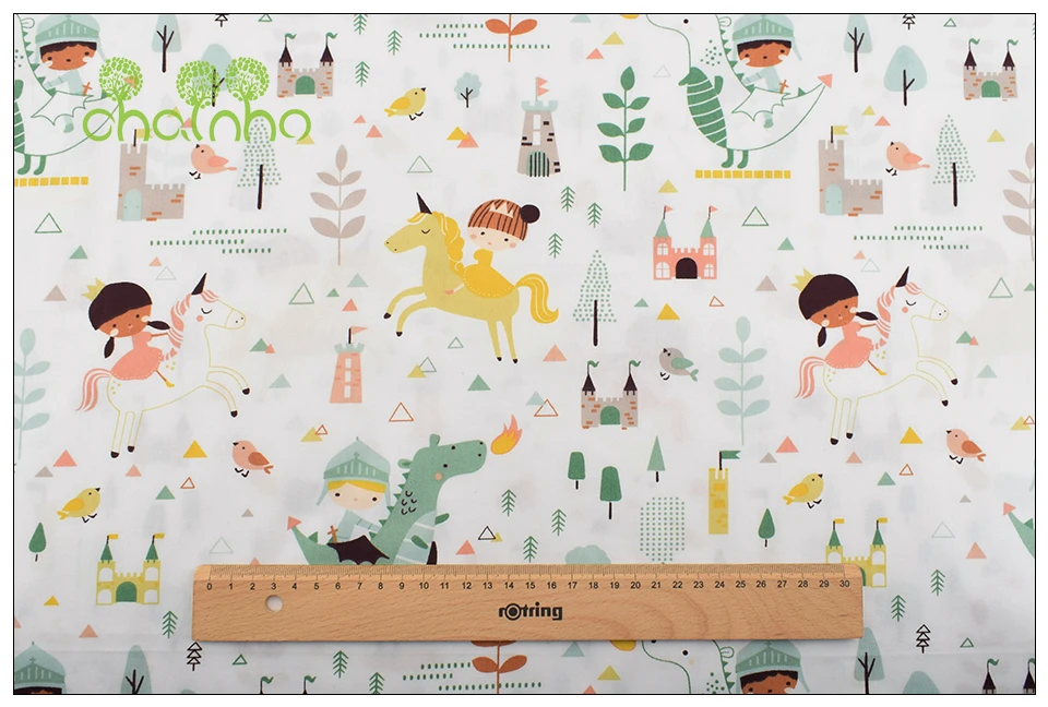 Chainho, зеленого цвета с героями мультфильмов, с принтом твиловая, хлопковая ткань, одежда в стиле пэчворк для DIY лоскутное шитье комплект одежды для детей, Материал