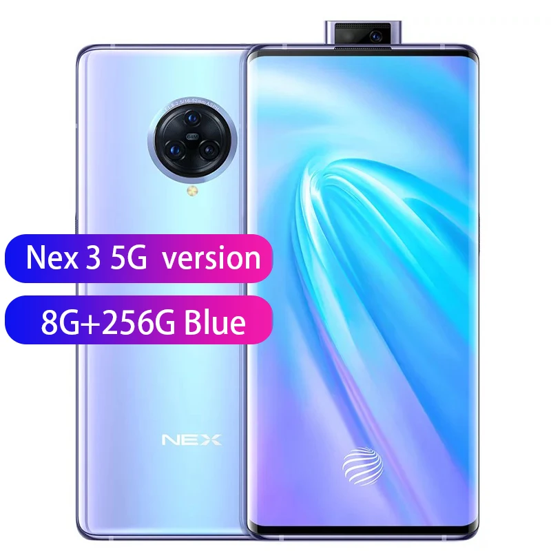 5G 8G 256G Blue Мобильный телефон vivo NEX 3, 6,89 дюймов, 8 ГБ, 128 ГБ, 256 ГБ, 4G и 5 ГБ, Snapdraon 855 Plus, 64 мп, камера заднего вида, 16 МП, фронтальная, 4500 мАч, мобильные телефоны - Цвет: 5G 8G 256G Blue