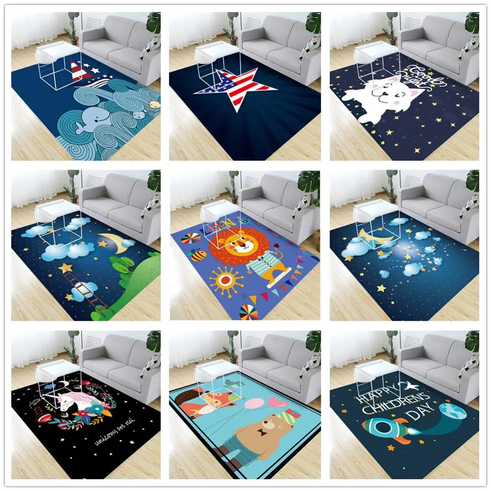 Простые детские Мультяшные ковры для гостиной, спальни, кабинета, комнаты, ковер для детской комнаты, игровой коврик, моющийся ковер