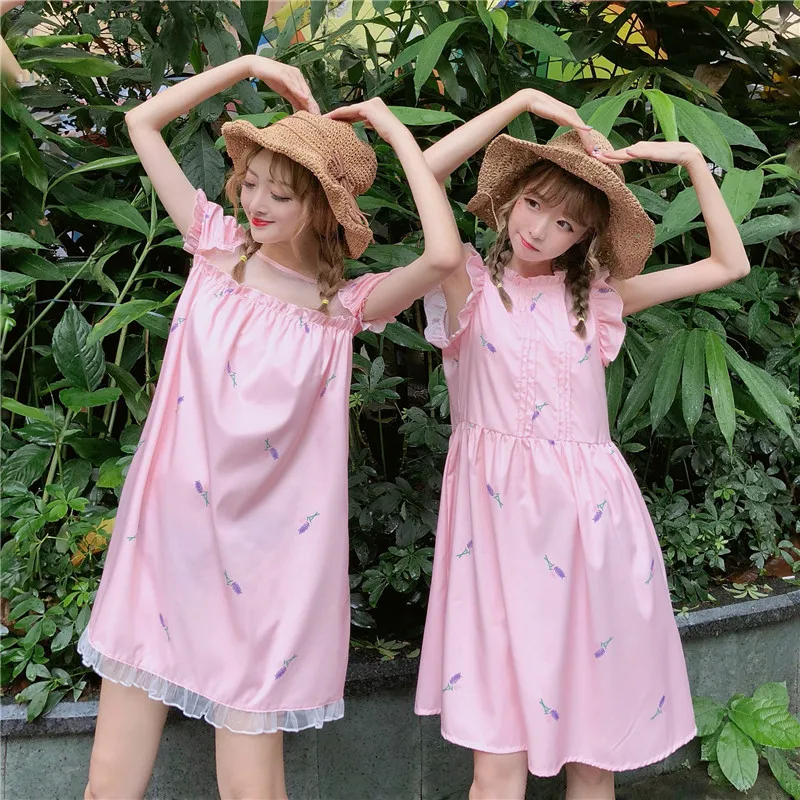 Летнее милое женское платье Bestie 2 варианта Лавандовое платье на бретелях без рукавов и платье с короткими рукавами шифоновый шарф одна штука