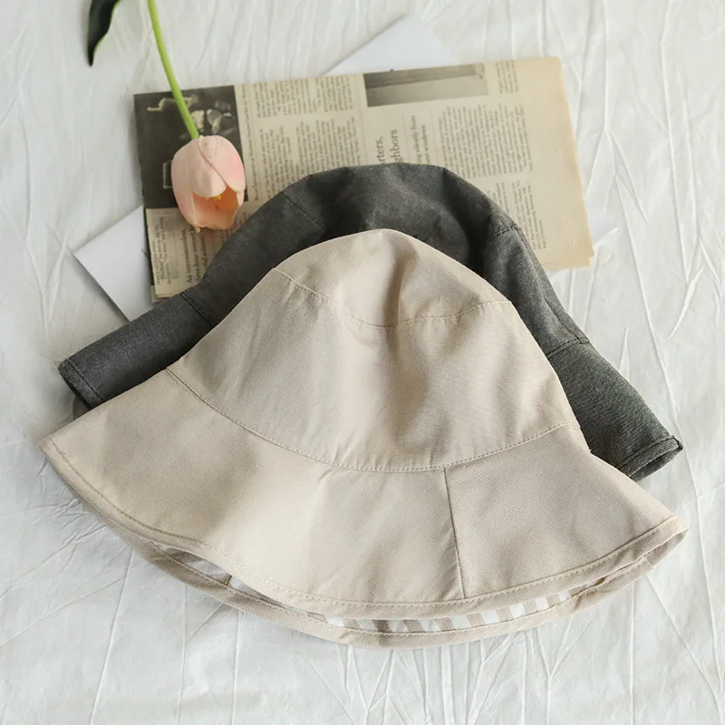 

Bucket Hat Women's Versatile Japanese-style Summer Outing Sun-resistant Double-Sided Wear Topee Simple Hipster Hat Children