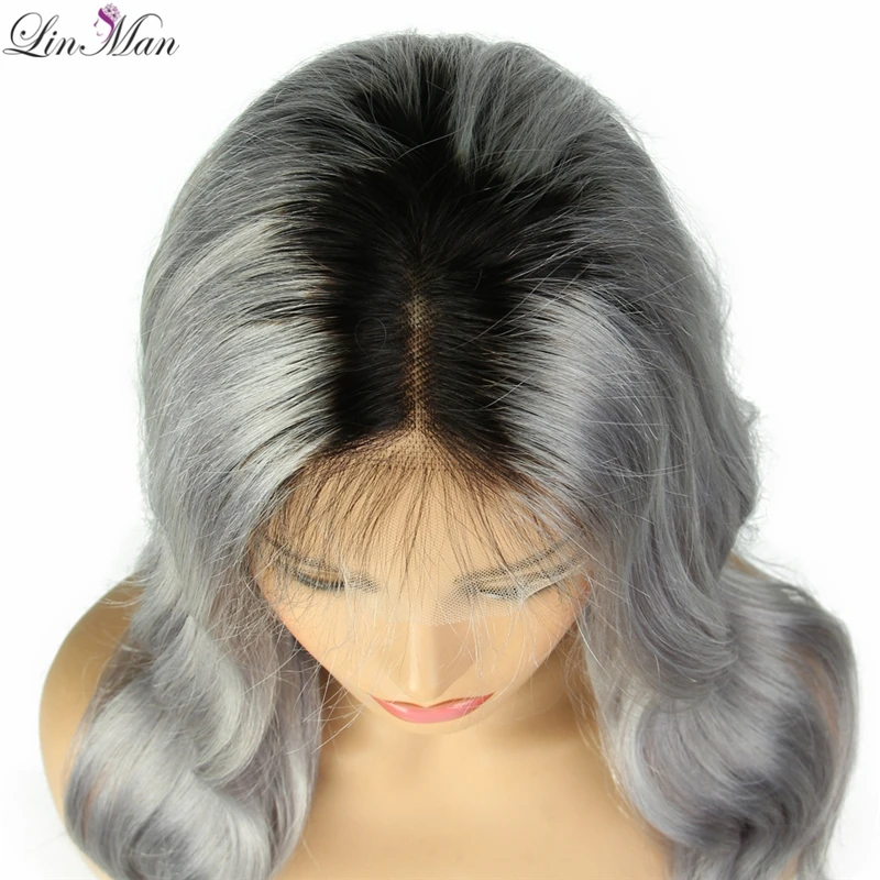Lin Man Full Lace Human Hair Wig Deep Part Ombre Highlights Color