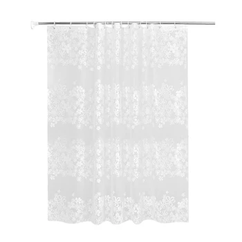

PEVA Waterproof Bathroom Curtain Decoration White Floral Lace Fabric Liner Clear Luxury Elegant Shower Curtain