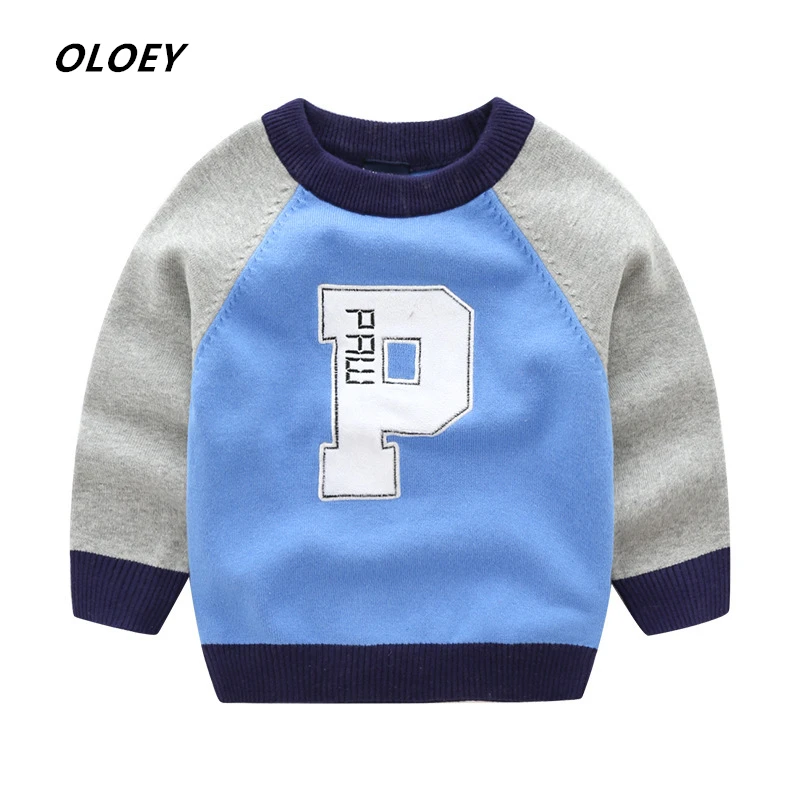 

2019 Autumn Clothing Children's Sweater Letter Embroidery Sweater 2-8 Years Cotton Boy Sweater Thick Coat Soft And Comfortable