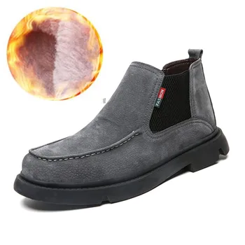 

winter boots men warm shoes 2018 Top Fashion New Casual with short plush ankle snow boots zipper winter shoes men plus Size 48