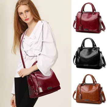

Women Fashion Solid Rivet Cover Crossbody Bag Messenger Bag Totes