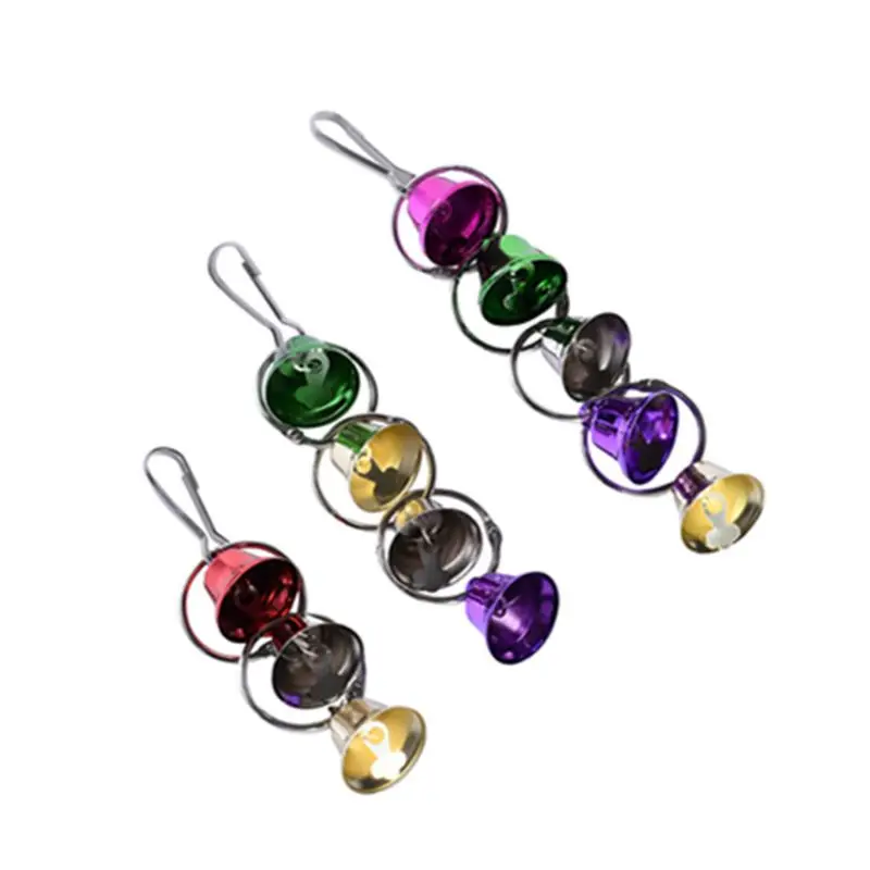 

Creative Cute Pet Chew Play Bell Chain Bird Toy Parrot Colored Bells Accessories Birds Toys