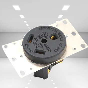 

Black America 30A Nema TTRV5-30P 5-30R US Power Electric Wired Connector Recreation Vehicle Industry Association Socket Plug