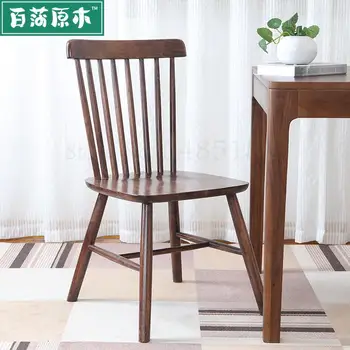 

Windsor chair pure solid wood dining chair white oak nordic chair modern minimalist log black walnut backrest chair