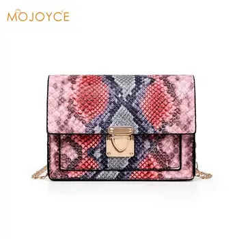 

Retro Serpentine Chain Square Crossbody Bags for Women Handbag Print PU Leather Shoulder Bag Crossbody Chain Handbag
