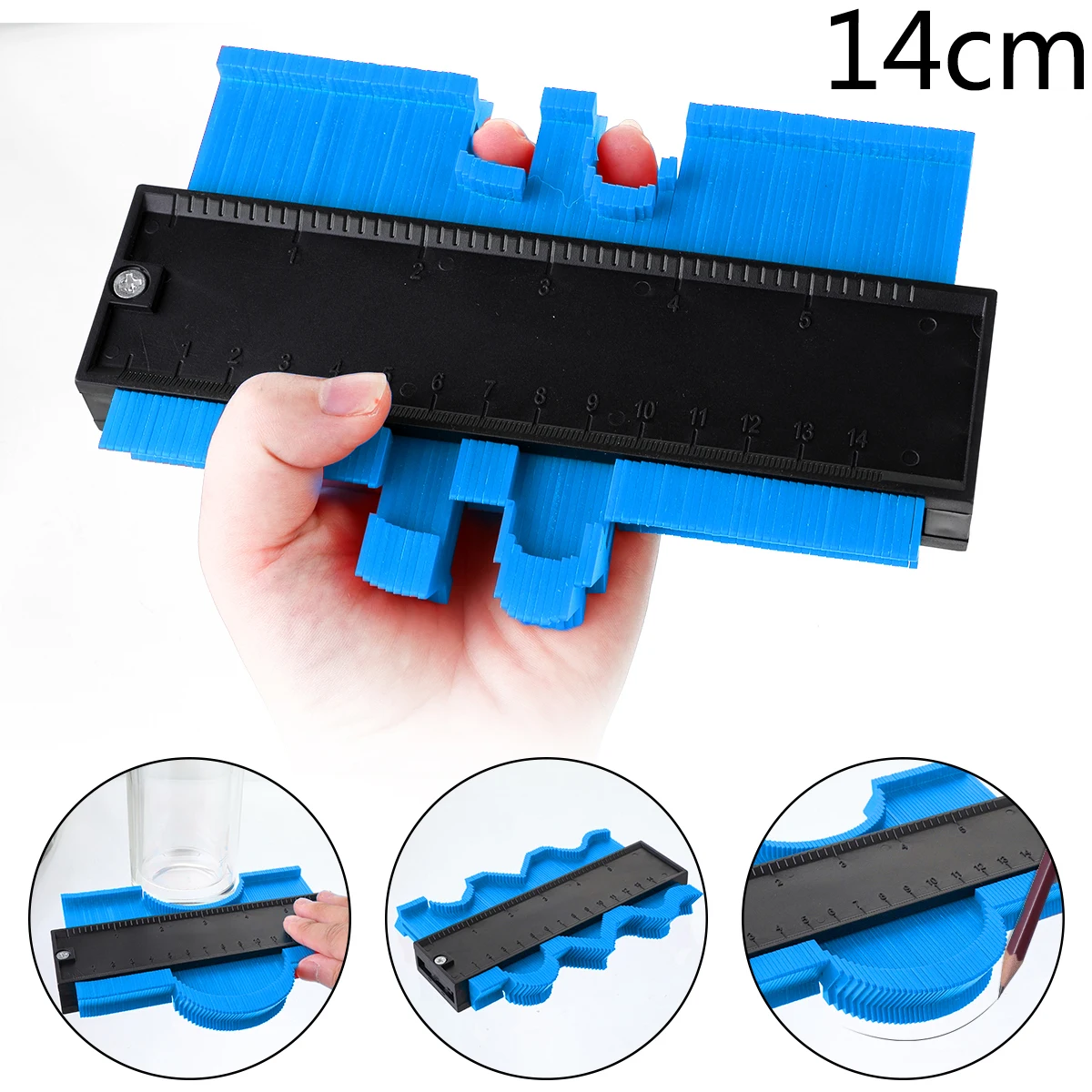 14cm blue 12/14/25/50 см мульти-функциональный контур Датчик ABS в клеточку измерены в ненатянутом ламинат Плитки Edge формирование дерево измерить линейкой контур датчик дубликатор duplo и - Цвет: 14cm blue