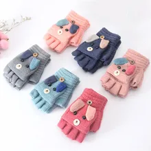 От 6 до 12 лет теплые зимние перчатки для маленьких мальчиков и девочек вязаные толстые детские перчатки с рисунком животных