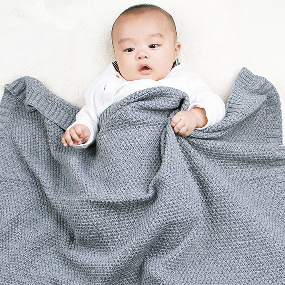 Детское трикотажное однотонное одеяло для новорожденных, пеленка для младенцев, диван, постельные принадлежности, одеяло для сна, детский аксессуар для прогулочной коляски