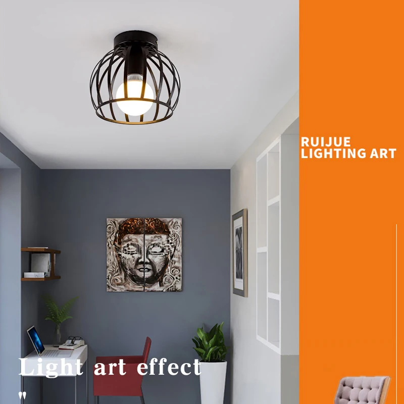 Golden Retro Ceiling Lamp led ceiling light ceiling light for Balcony Corridor with 7W Bulb E27 Metal LED Ceiling Lights for Living Room Bedroom Porch 110-220V