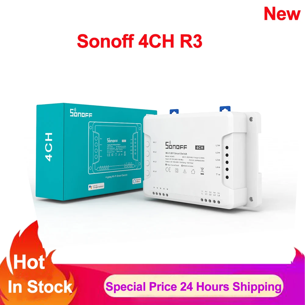 Sonoff 4CH R3 4 банды Wifi смарт переключатель 3 режима работы Внутренний замок