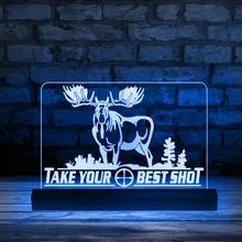 

Take Your Best Shot LED Night Light Deer Hunting Hunter Acrylic 3D Lamp With Color Changing Deer Hunt Festival Man Cave Decor