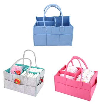 

1Pcs Foldable Felt Storage Bag Diaper Bag Portable Mommy Baby Nappy Bag Travel Baby Diaper Organizer