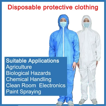 

Disposable Surgical Non Woven Hooded Dust Proof Isolation Suit Blue/White Protection Clothing Safety Splashproof Coverall Suit