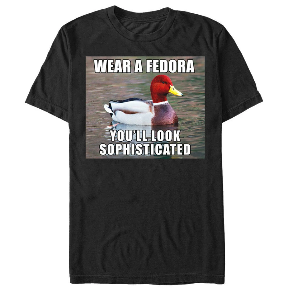 Lost Gods одежда Fedora Duck Meme Мужская графическая футболка Свободные Размеры Топ Ajax