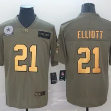 Стилизованный, Даллас Эзекиль Эллиот для мужчин ковбойский Джерси оливковый/золотой