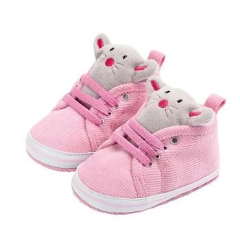 

Baby Autumn Shoes Kid Boy Girl Cartoon Animal Head Lace Cotton Cloth First Walker Anti-slip Soft Sole Toddler Sneaker 1 Pair