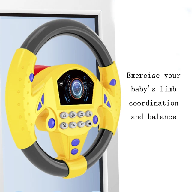 Eletric Simulation Steering Wheel Toy with Light Sound Baby Kids Musical Educational Copilot Stroller Steering Wheel Vocal Toys 4