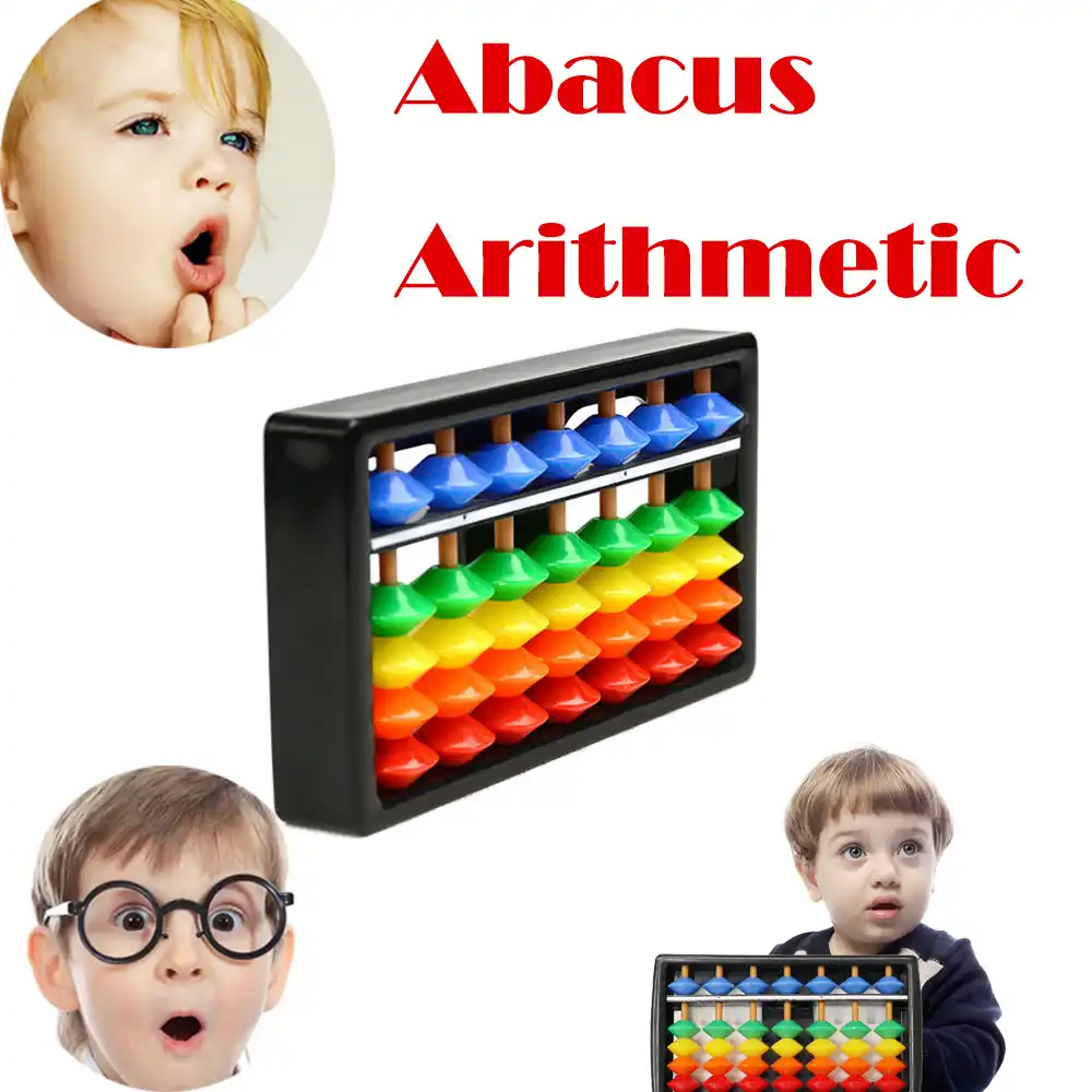 Mini Plastic Abacus Arithmetic 7 Digits Kids Maths Abacus Educational Toys YNPT
