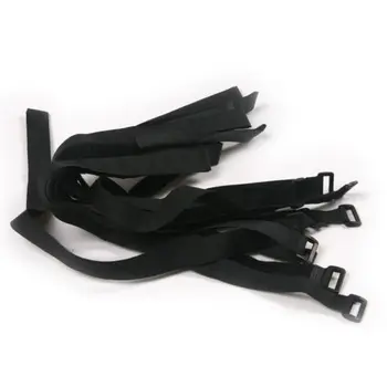 

5 PCS 2X 60CM 17" Black Hook and Loop Reusable Fastening Wrap Strap cable ties Organizer with Plastic Buckle End
