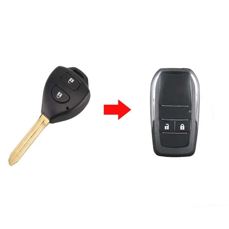 

Складной чехол для ключей Toyota Camry, Corolla, RAV4, Reiz, 2 кнопки, откидная оболочка ключа дистанционного управления