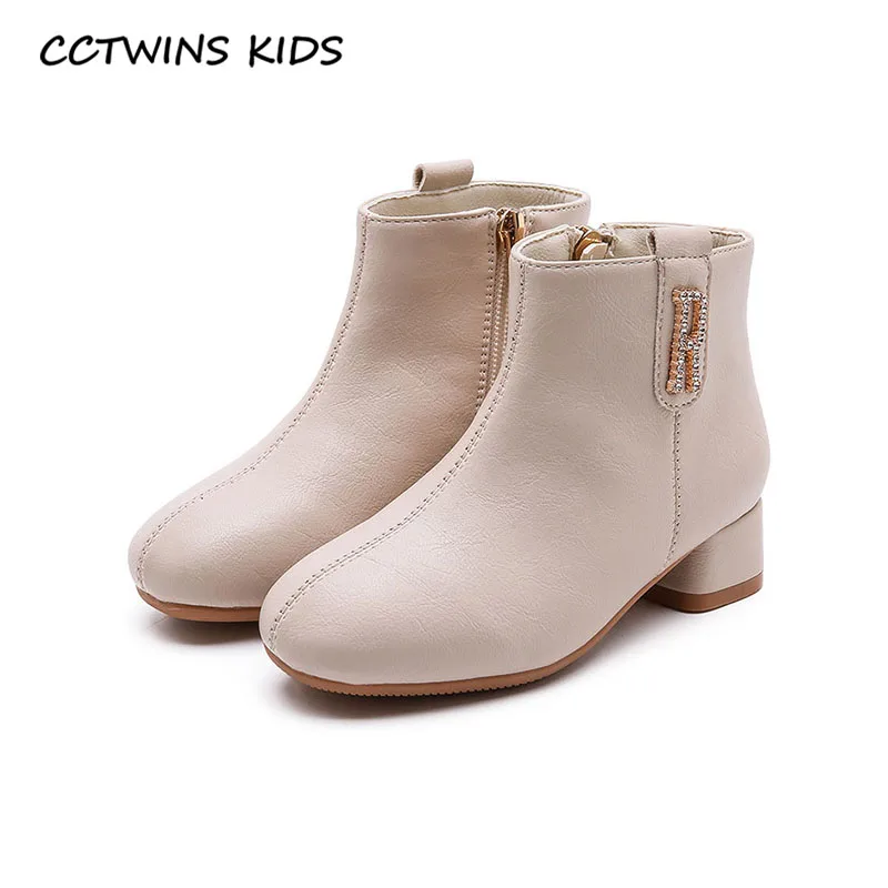 CCTWINS/детская обувь; коллекция года; Сезон Зима; модные детские ботинки со стразами; брендовая теплая обувь на каблуке для девочек; Полусапоги из искусственной кожи; FB1820