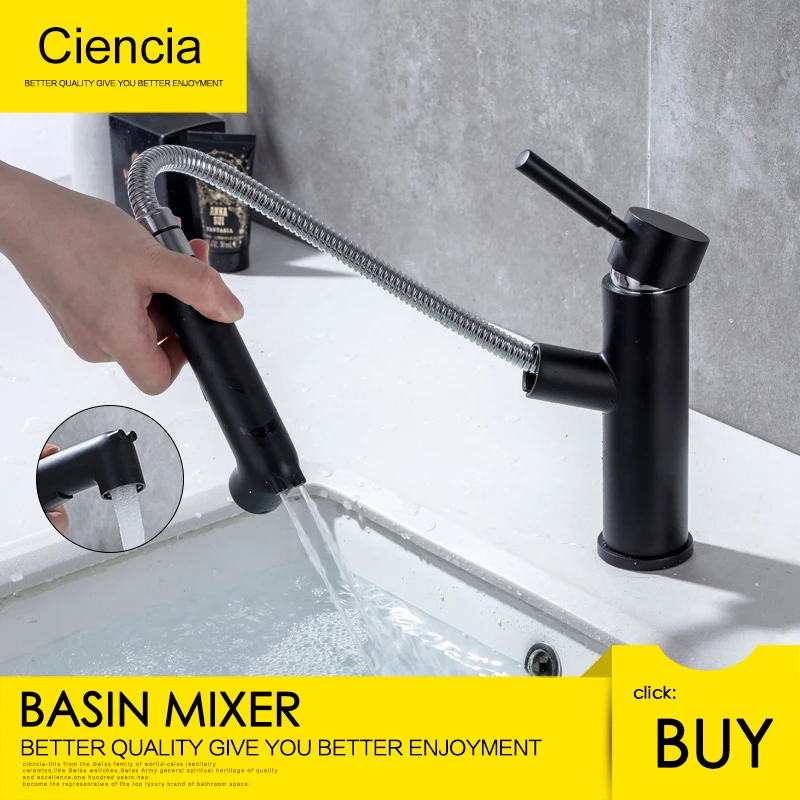 Free shipping brass basin faucet multi-functional stretch black cold and hot water washing sitting pull out | Обустройство дома