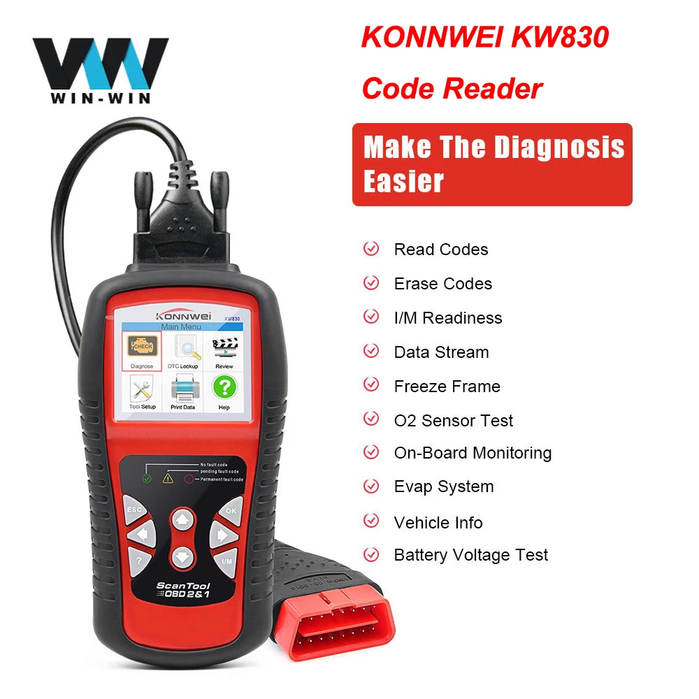 KONNWEI KW830 считыватель кодов OBD2 сканер бесплатное обновление OBD 2 OBD2 автомобильный диагностический инструмент ODB2 лучше, чем ELM 327 V1.5