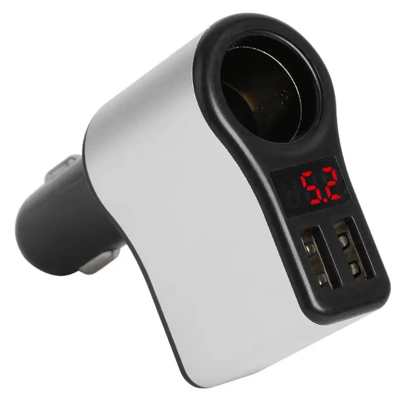 Автомобильное зарядное устройство VODOOL прикуриватель с двумя 2 портами USB зарядное устройство цифровой дисплей адаптер Адаптивная Модель 12-24 В общего назначения