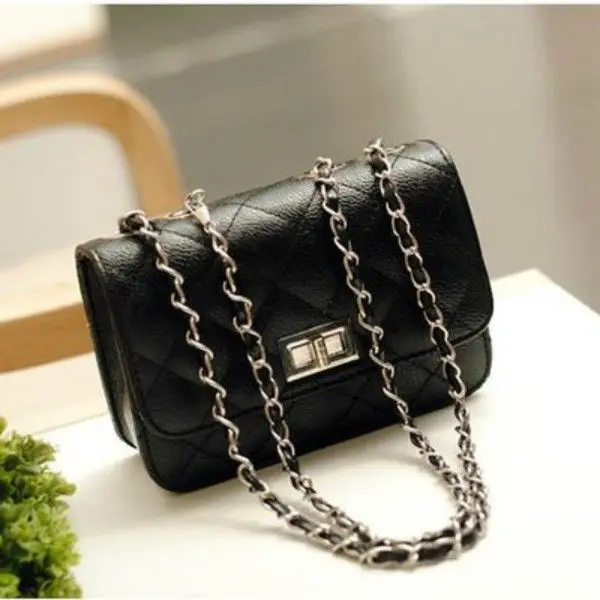 

2019 New Style Bag Rhombus Chain Bag Fashion Korean-style Black And White with Pattern Fans Shoulder Oblique Bag WOMEN'S Bag Sma
