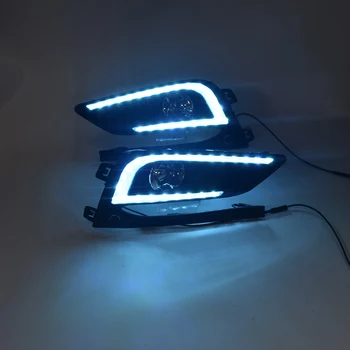 

New design and Turn Signal style Relay 12V car LED DRL Daytime Running Lights with fog lamp hole for Chevrolet Cruze 2016 2017