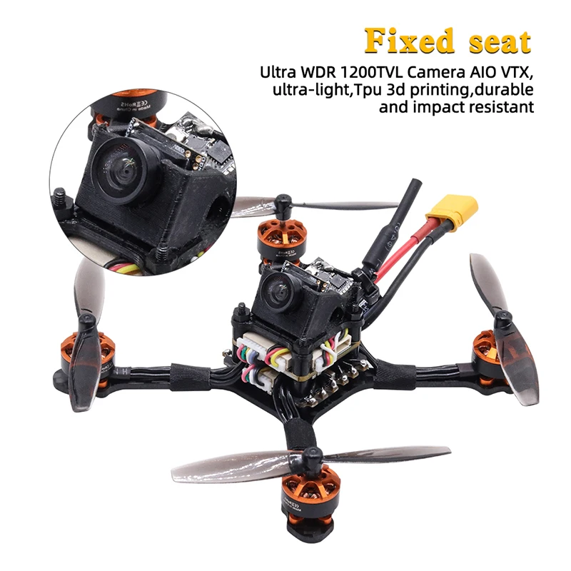 TCMMRC Racing Bee, Fixed seat Ultra WDR 120OTVL Camera AIO VTX, ultra-light