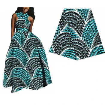 

Wave Print African Nigerian Real Wax Fabric Full Cotton Batik Cloth Fabric 6Yards Nes Design Ankara Real Wax For Dress 306