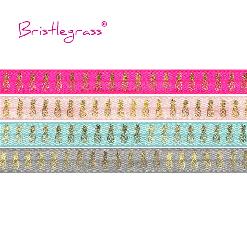BRISTLEGRASS 5 ярдов 5/8 &quot15 мм золото ананас Фольга печати сложить над резинки FOE ленты