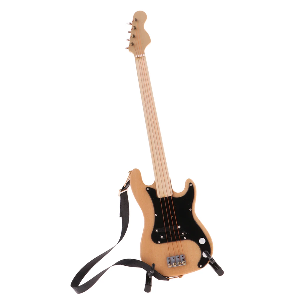 1/6 Delicate Wooden Electric Bass Model Musical Instrument for Action Figures   Kit #1