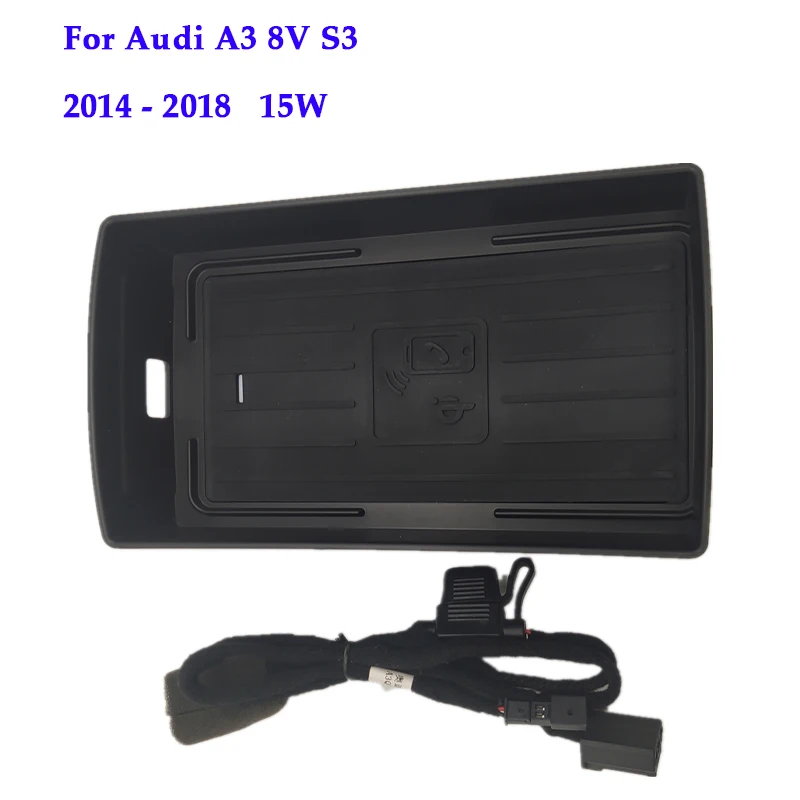

Wireless charger for Audi A3 8V S3 2014 2015 2016 2017 2018 QI phone power fast charging plate mobile holder for iPhone11 15w