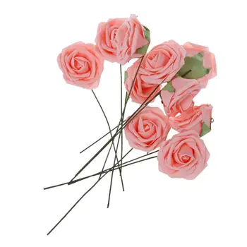 

New PE Artificial Foam Rose Bouquet Bridal Bouquets for Wedding Decor,Pack of 10 Pcs Pink