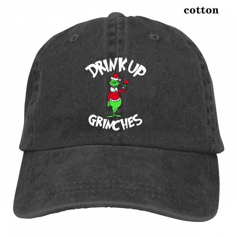 DRINK UP GRINCHES бейсбольная кепка для мужчин и женщин, Кепка-Дальнобойщик, модная Регулируемая Кепка - Цвет: 3-Black