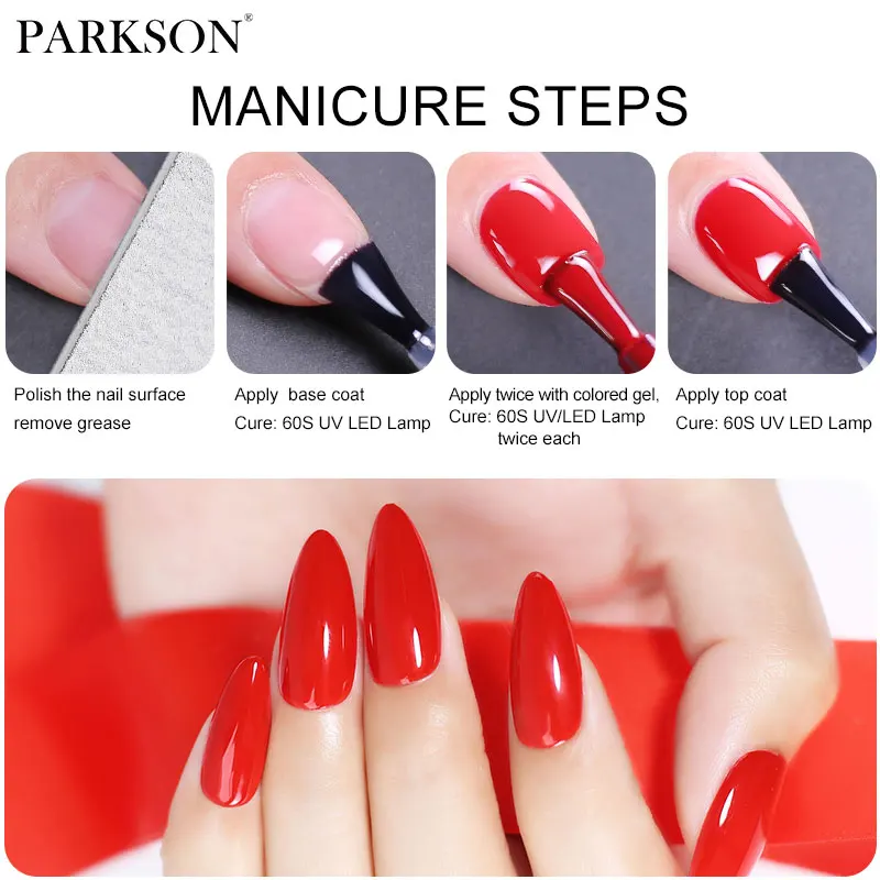 Parkson No Wipe Top Coat Base Coat Nail Gel polish Design Enhancer Varnish Semi Permanent Soak Off UV LED Nail Art Tool