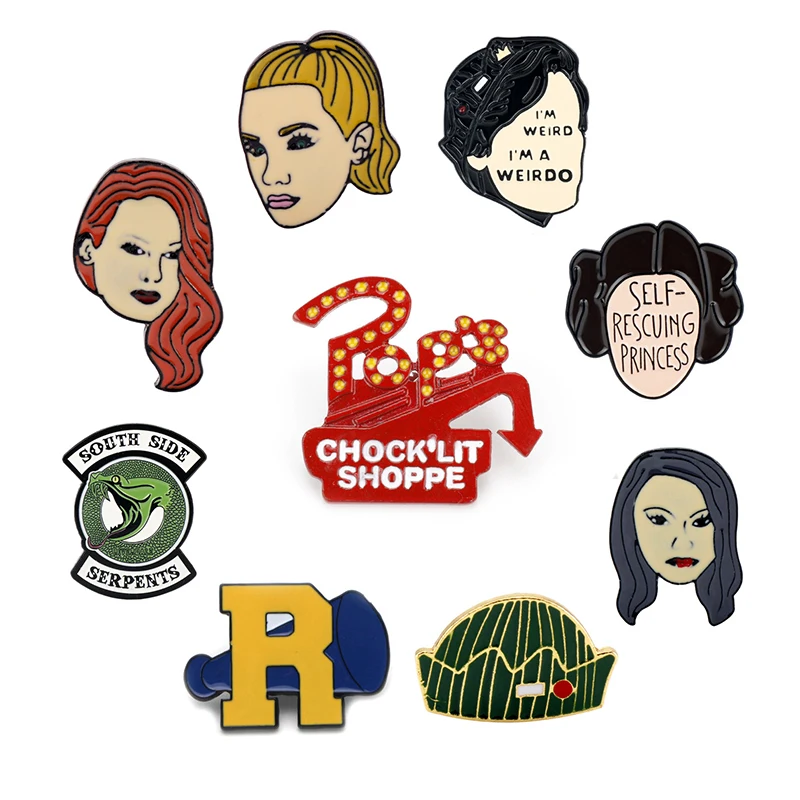 

RIVERDALE TV Series Jewelry Hat Comic Character Face Enamel Brooches Pins Lapel Pin Badges Clothes Bag Accessories For Women Men