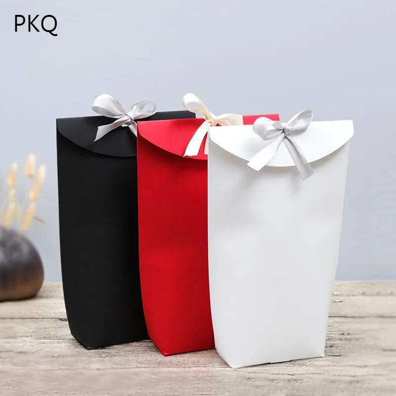 

10pcs Upscale Black Red Gift Box with Ribbon Candy Box Large Wedding Favor White Gift Bags Birthday Party Candy Package 5.22