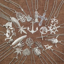 23 estilos Hiphop Colar Legal Árvore Folha Guita Âncora Garra Do Punk Cruz Pingente Longo Colar Retro Homens Macho Presente AK001-023(China)