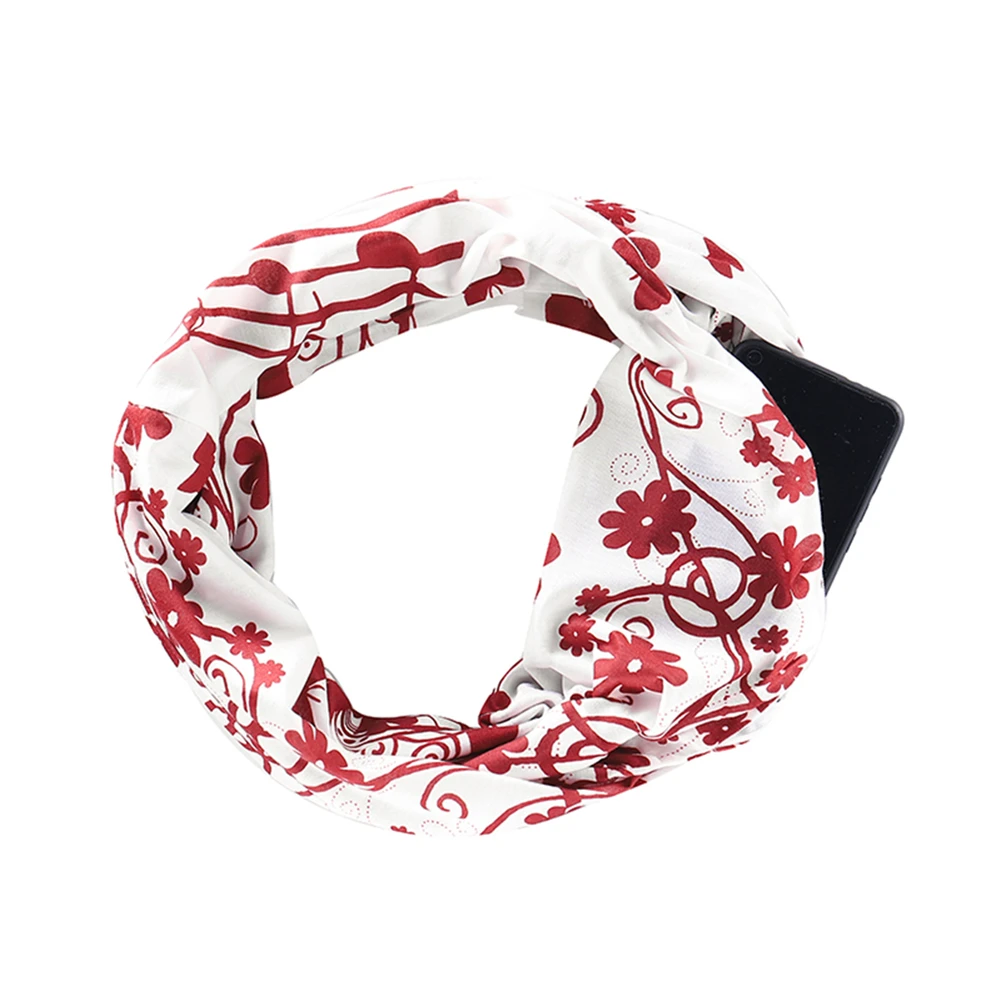 

Women Winter Loop Scarf Infinity Ring Wrap Warm Travel Scarves with Zip Pocket