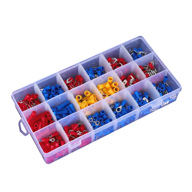 

520pcs boxed cold-press terminals Round terminals Cold-pressed ring terminal combination set.